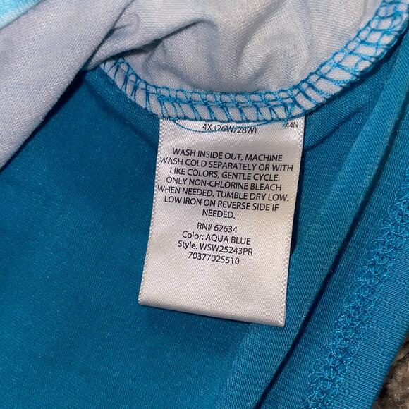 White Stag Floral Tropical T-Shirt Attached Jacket Size 4X 26W 28W Holiday Blue - Picture 8 of 9